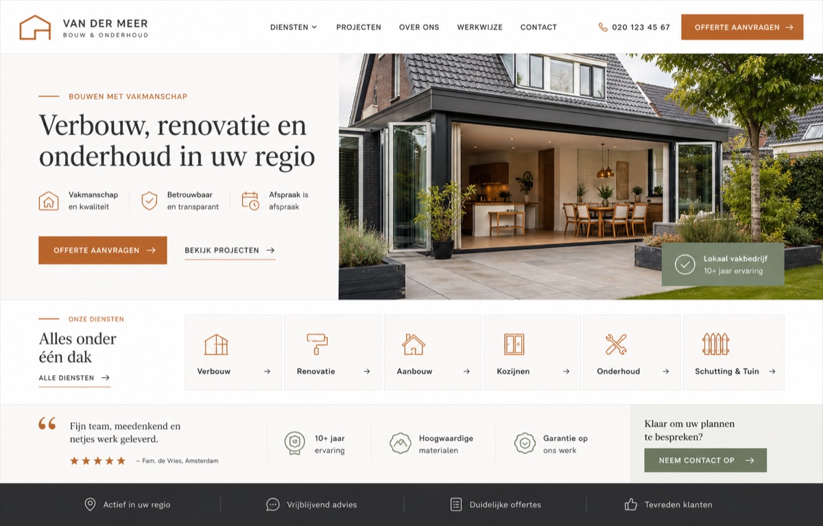 Voorbeeldontwerp van een moderne professionele bedrijfswebsite
